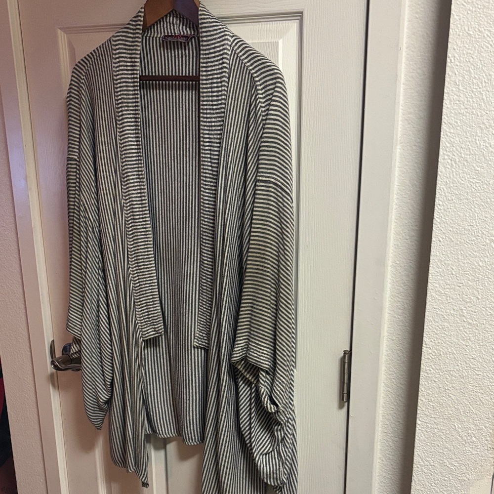 Striped Open-Front Cardigan